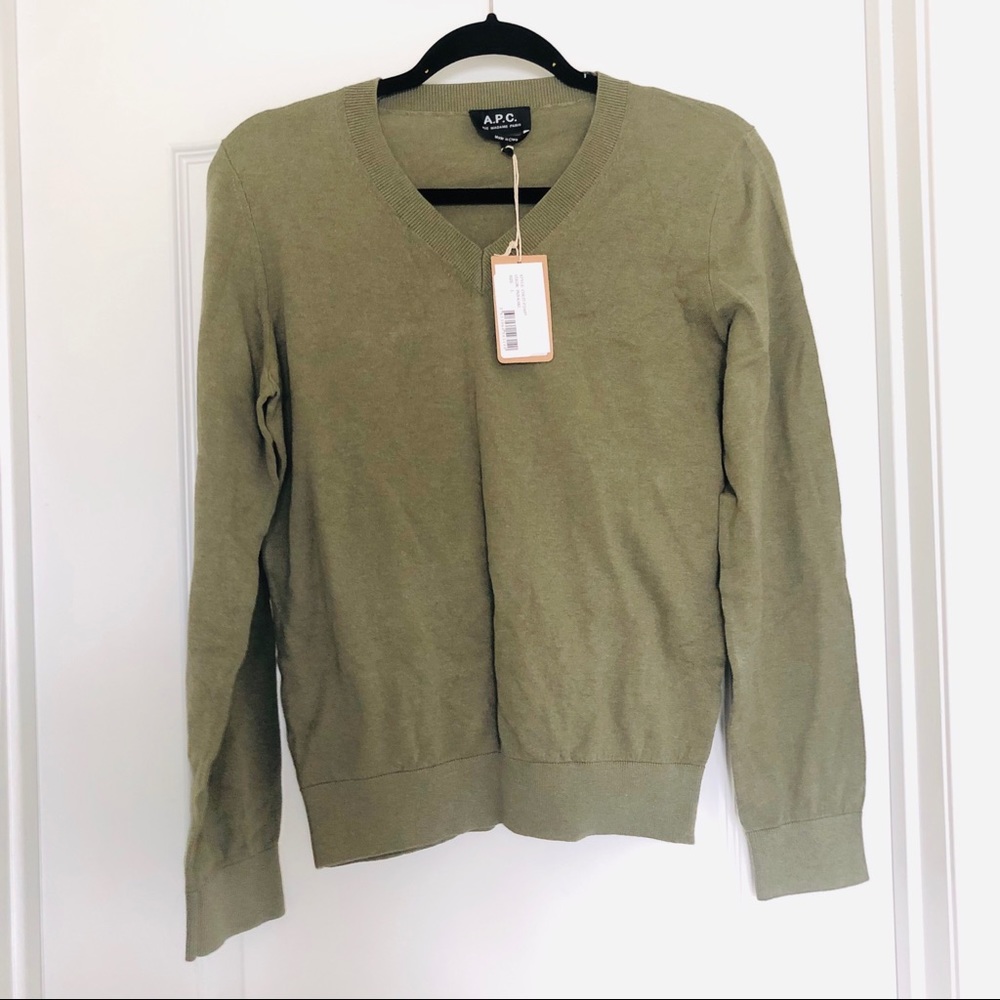 APC Edina Cotton-Cashmere Khaki Sweater